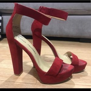 Chinese Laundry Red Suede Platform Heels